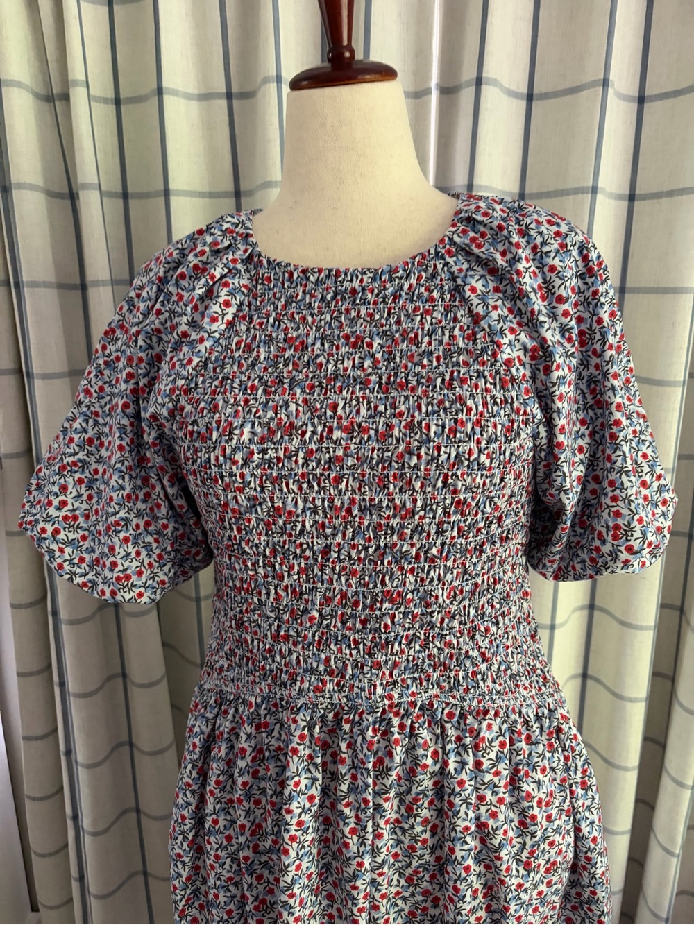 J. Crew Meadow Poppy Flower Cotton Poplin  Puff Sleeve Midi Dress - Picture 13 of 16